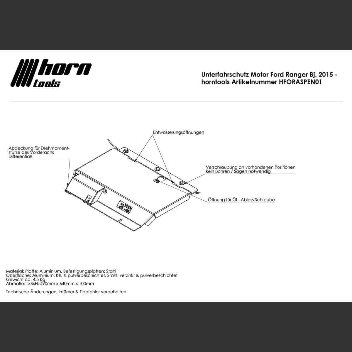 Motor Unterfahrschutz für Ford Ranger T6 & T7 (Bj. 2011 - 2022)