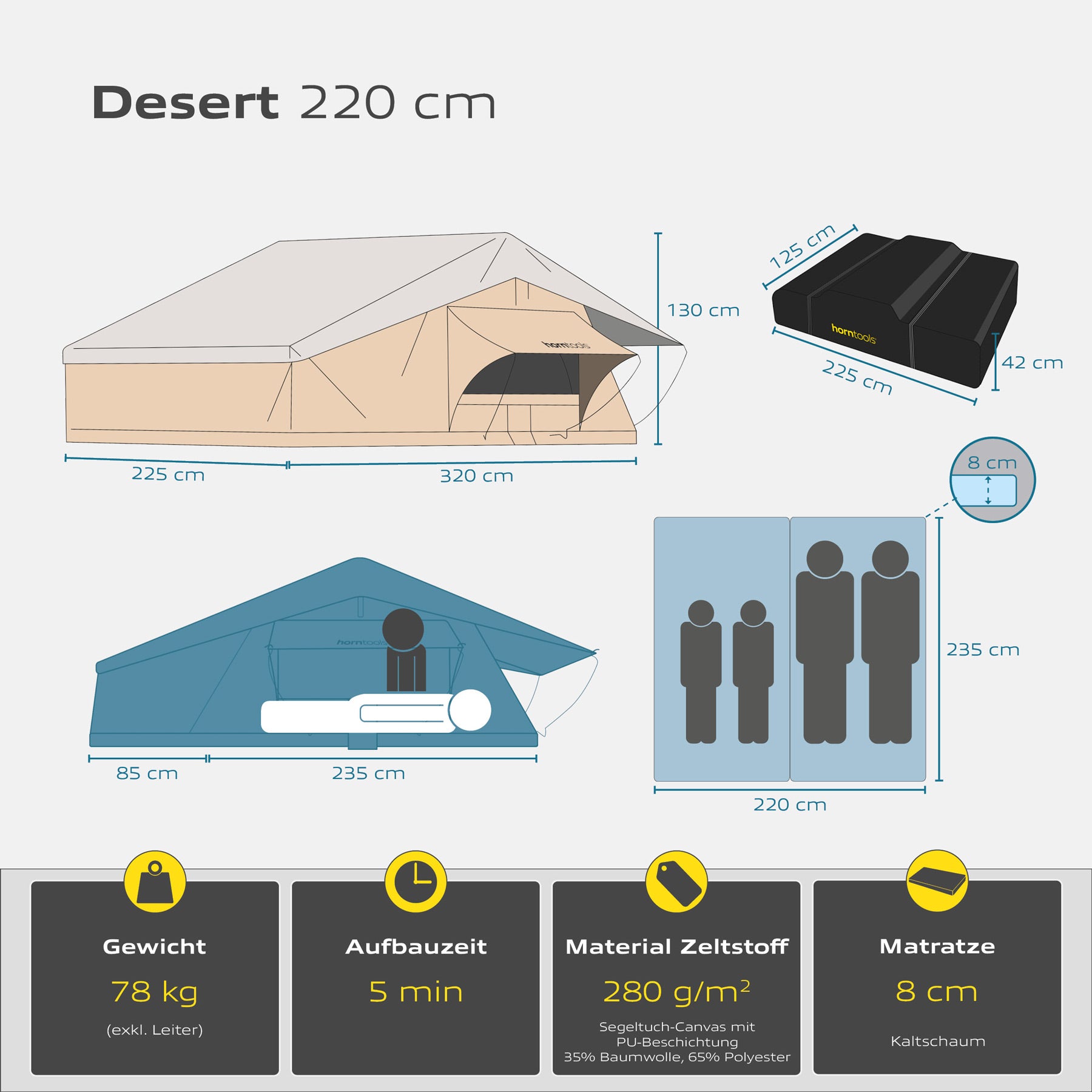 Desert roof tent – three sizes