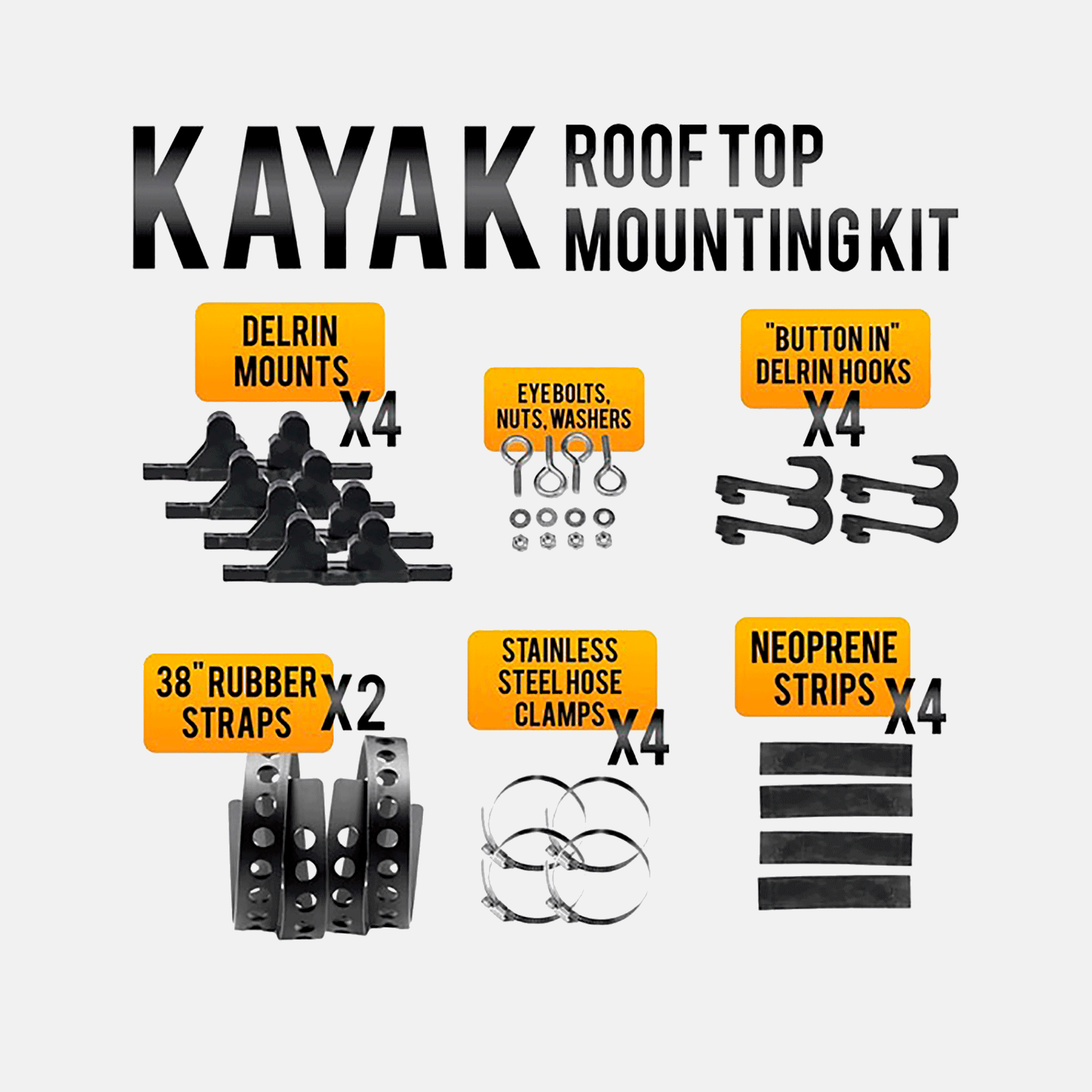 Quick Fist 950 mm Kayak Roof Rack Holder Roof Top Mounting Kit