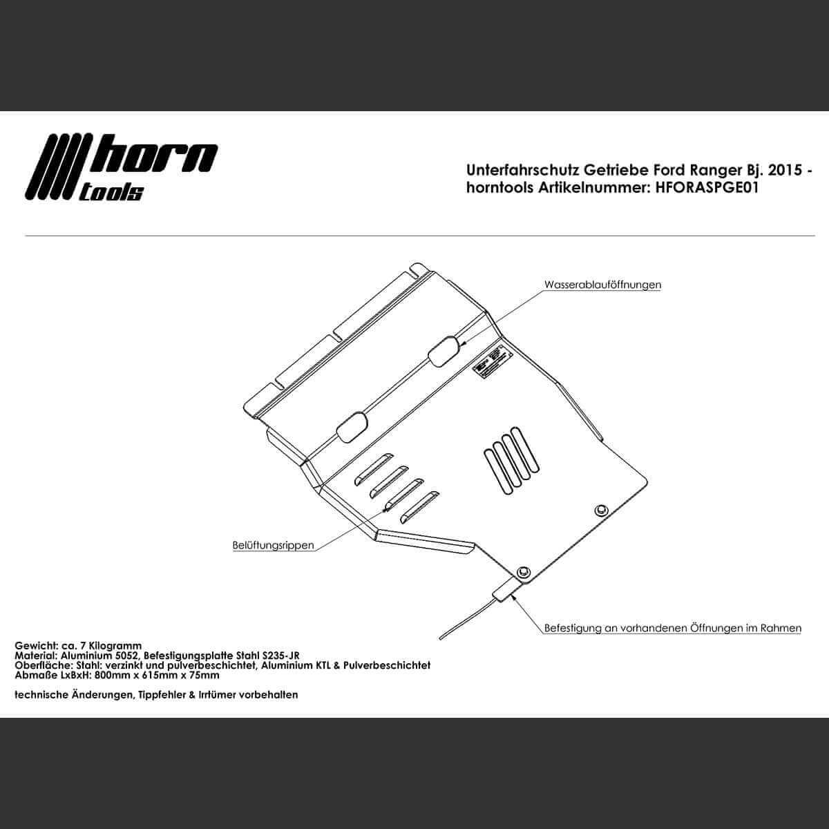 Getriebe Unterfahrschutz für Ford Ranger Bj. 2011-2022