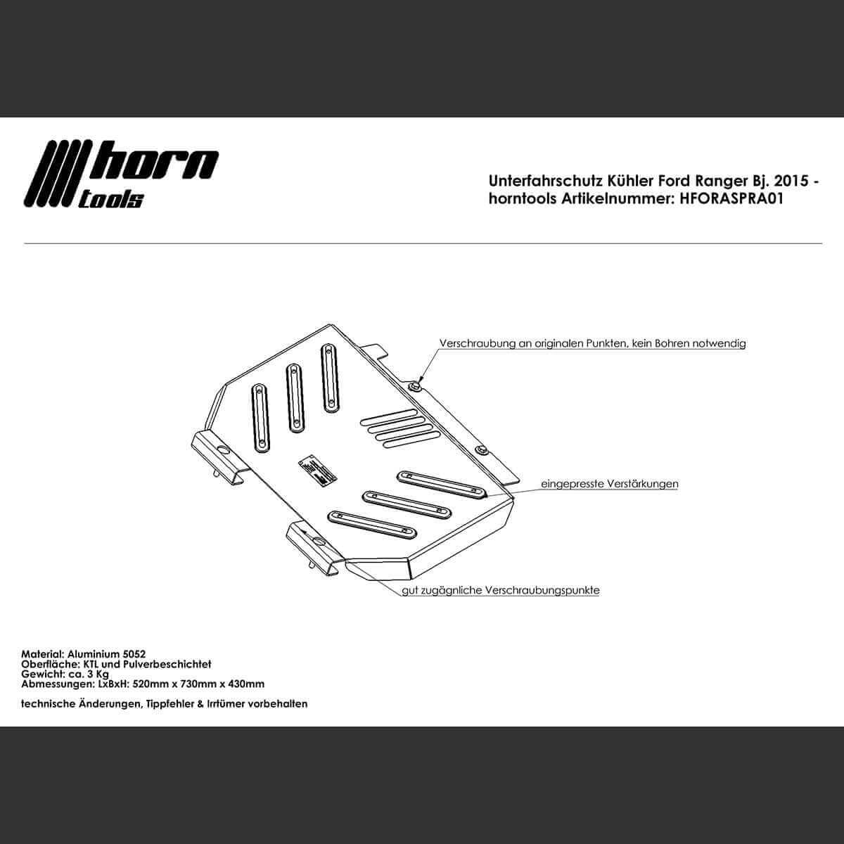 Skid plate set Ford Ranger year 2019 - 2022 6 pieces.