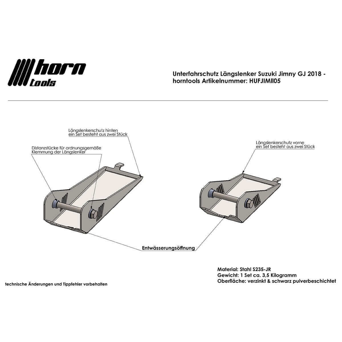 Onderrijbeveiliging montage draagarm voor Suzuki Jimny GJ/HJ