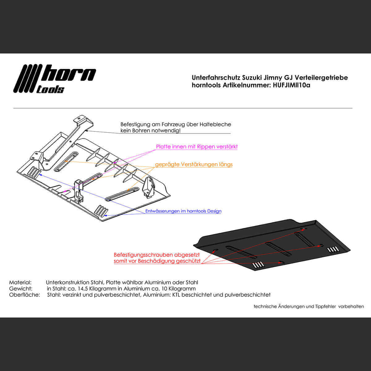 Unterfahrschutz Verteilergetriebe für Suzuki Jimny GJ
